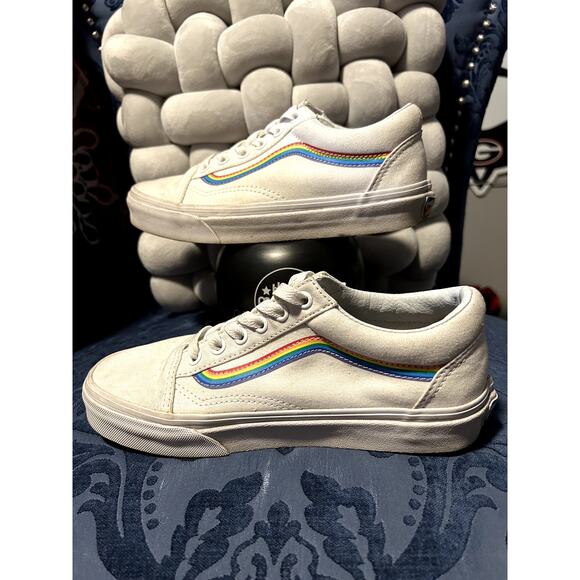 Vans Rainbow Pride White Canvas Skate Sneakers size 6/EU 37 - Picture 2 of 6